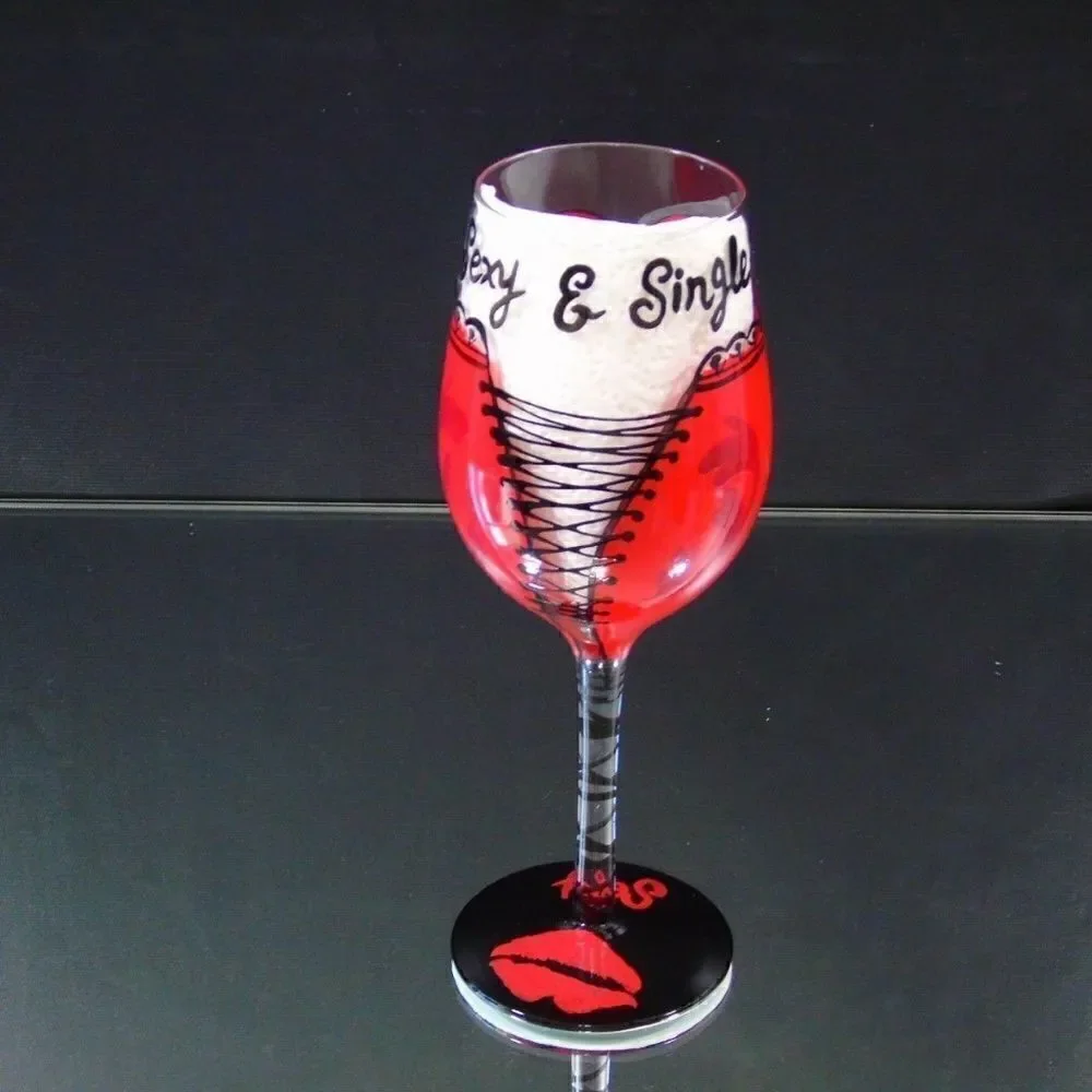 Sexy and Single Wine Glass Hand Painted Barware